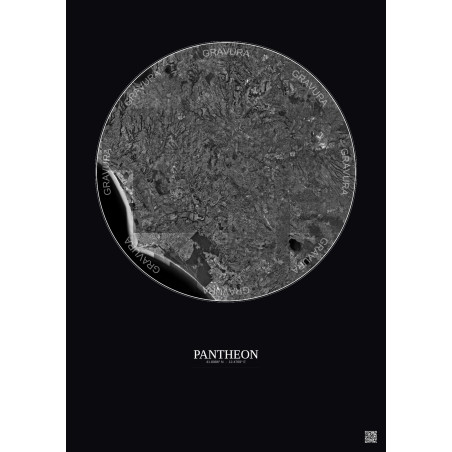 Affiche Pantheon – Poster vue satellite 30km N&B | Gravura – Fond foncé