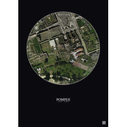 Affiche Pompeii – Poster vue satellite 0.1km Couleur | Gravura – Fond foncé