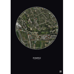 Affiche Pompeii – Poster vue satellite 0.5km Couleur | Gravura – Fond foncé