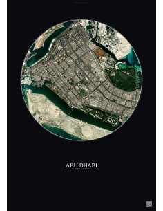 Affiche Abu Dhabi – Poster vue satellite 6km Couleur | Gravura – Fond foncé