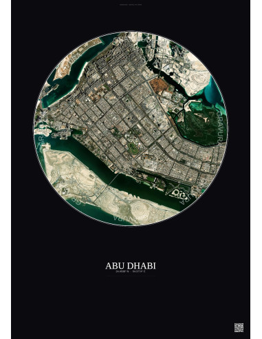 Abu Dhabi Satellite View Poster 6km Color | Gravura – Dark background
