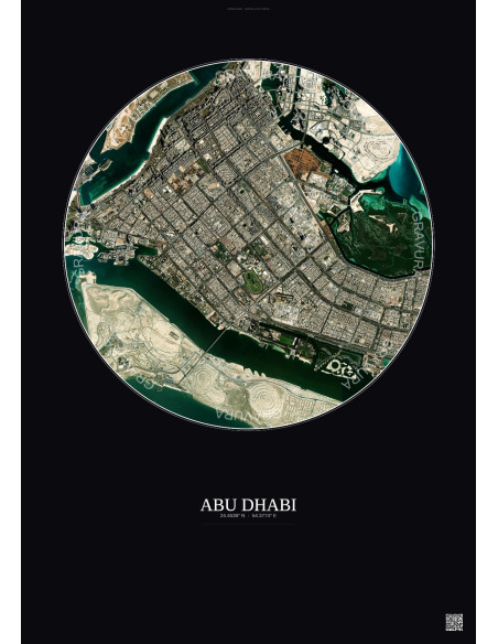 Abu Dhabi Satellite View Poster 6km Color | Gravura – Dark background