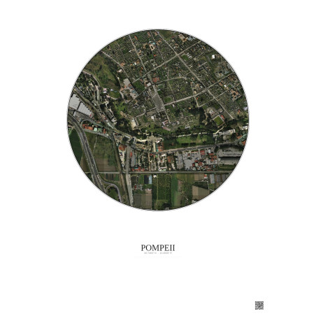Affiche Pompeii – Poster vue satellite 0.5km Couleur | Gravura – Fond clair