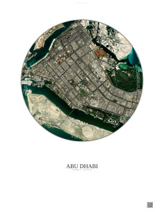 Affiche Abu Dhabi – Poster vue satellite 6km Couleur | Gravura – Fond clair