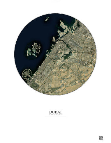 Dubai Satellite View Poster 20km Color | Gravura – Light background