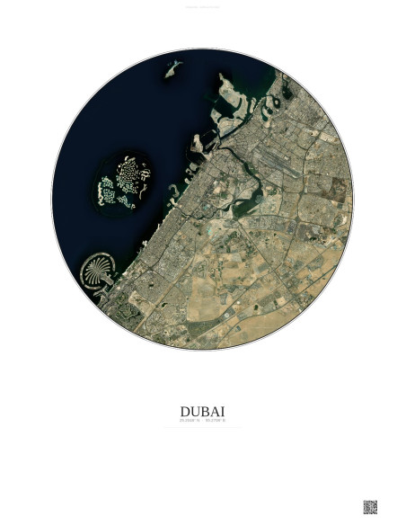 Dubai Satellite View Poster 20km Color | Gravura – Light background
