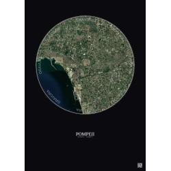 Affiche Pompeii – Poster vue satellite 5km Couleur | Gravura – Fond foncé