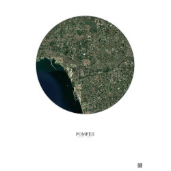 Affiche Pompeii – Poster vue satellite 5km Couleur | Gravura – Fond clair