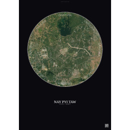 Affiche Nay Pyi Taw – Poster vue satellite 6km Couleur | Gravura – Fond foncé