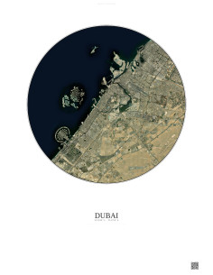 Affiche Dubai – Poster vue satellite 25km Couleur | Gravura – Fond clair