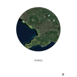 Affiche Pompeii – Poster vue satellite 20km Couleur | Gravura – Fond clair