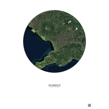Pompeii Satellite View Poster 20km Color | Gravura – Light background