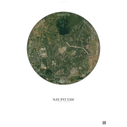 Affiche Nay Pyi Taw – Poster vue satellite 6km Couleur | Gravura – Fond clair