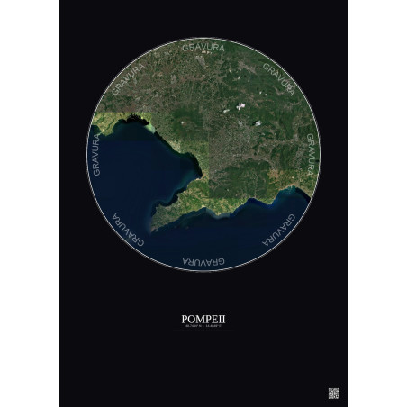 Affiche Pompeii – Poster vue satellite 30km Couleur | Gravura – Fond foncé