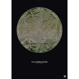 Affiche Ulaanbaatar – Poster vue satellite 10km Couleur | Gravura – Fond foncé