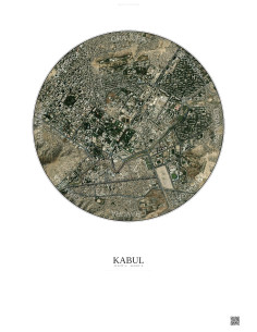 Affiche Kabul – Poster vue satellite 2.5km Couleur | Gravura – Fond clair