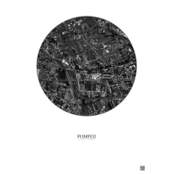 Affiche Pompeii – Poster vue satellite 1km N&B | Gravura – Fond clair