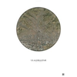 Affiche Ulaanbaatar – Poster vue satellite 6km Couleur | Gravura – Fond clair