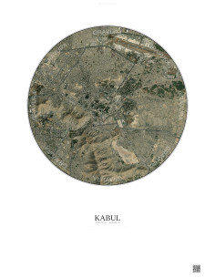 Affiche Kabul – Poster vue satellite 6km Couleur | Gravura – Fond clair