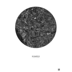 Affiche Pompeii – Poster vue satellite 2.5km N&B | Gravura – Fond clair