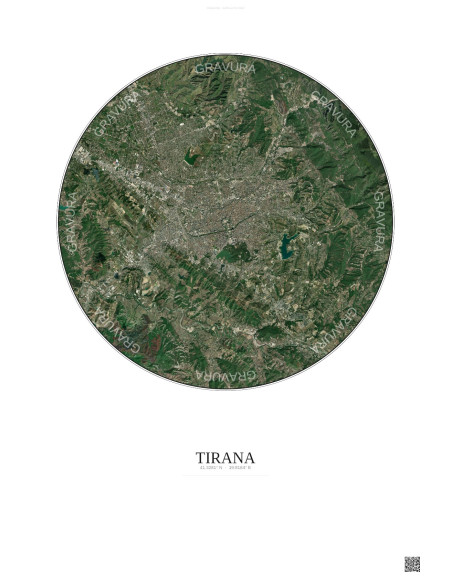 Tirana Satellite View Poster 10km Color | Gravura – Light background