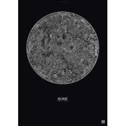 Affiche Rome – Poster vue satellite 10km N&B | Gravura – Fond foncé