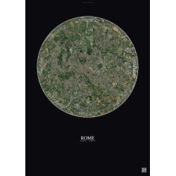 Affiche Rome – Poster vue satellite 10km Couleur | Gravura – Fond foncé