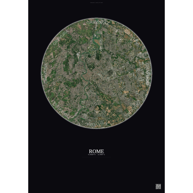 Affiche Rome – Poster vue satellite 10km Couleur | Gravura – Fond foncé