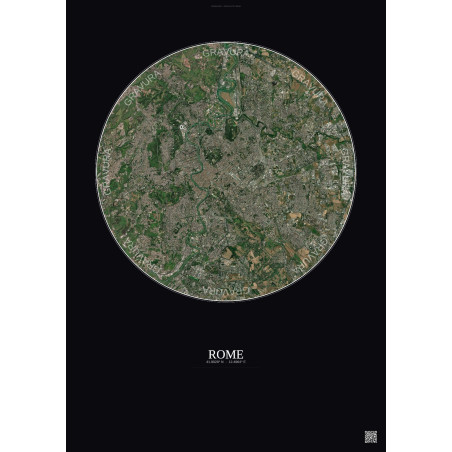 Affiche Rome – Poster vue satellite 10km Couleur | Gravura – Fond foncé