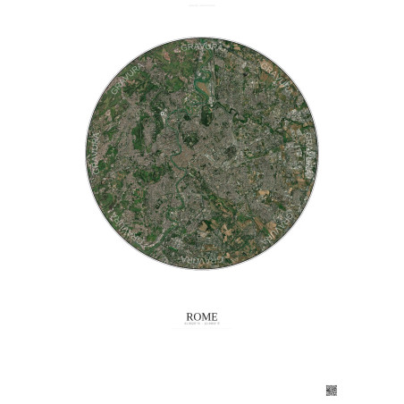 Affiche Rome – Poster vue satellite 10km Couleur | Gravura – Fond clair