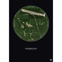 Affiche Chichen Itza – Poster vue satellite 1km Couleur | Gravura – Fond foncé
