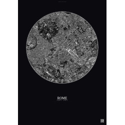 Affiche Rome – Poster vue satellite 2.5km N&B | Gravura – Fond foncé