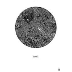Affiche Rome – Poster vue satellite 2.5km N&B | Gravura – Fond clair