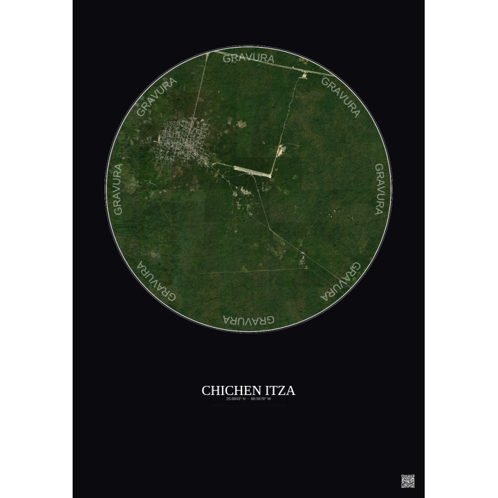 Affiche Chichen Itza – Poster vue satellite 5km Couleur | Gravura – Fond foncé