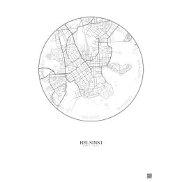 Affiche Helsinki – Poster carte de ville 2.5km | Gravura – Fond clair