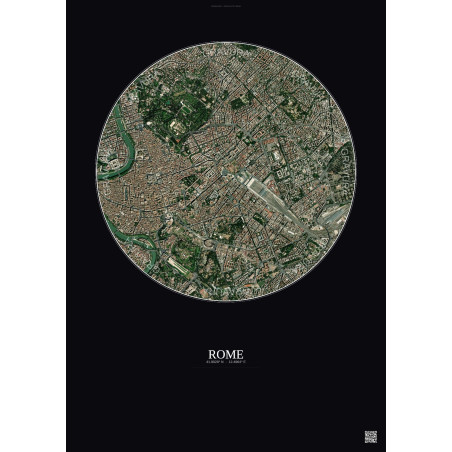 Affiche Rome – Poster vue satellite 2.5km Couleur | Gravura – Fond foncé