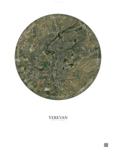 Affiche Yerevan – Poster vue satellite 10km Couleur | Gravura – Fond clair