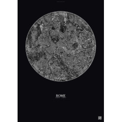 Affiche Rome – Poster vue satellite 6km N&B | Gravura – Fond foncé
