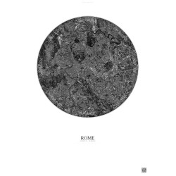 Affiche Rome – Poster vue satellite 6km N&B | Gravura – Fond clair