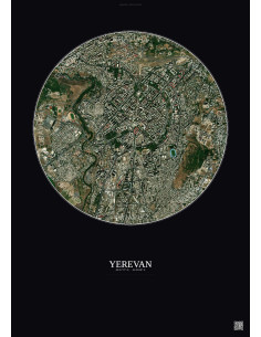 Affiche Yerevan – Poster vue satellite 2.5km Couleur | Gravura – Fond foncé