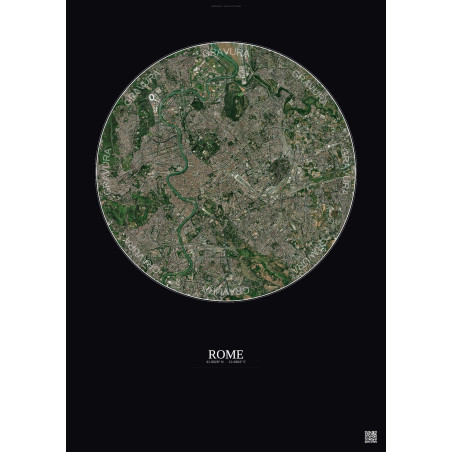 Affiche Rome – Poster vue satellite 6km Couleur | Gravura – Fond foncé