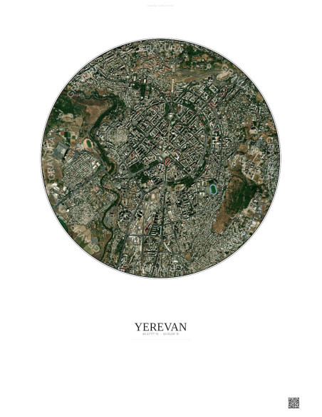 Affiche Yerevan – Poster vue satellite 2.5km Couleur | Gravura – Fond clair