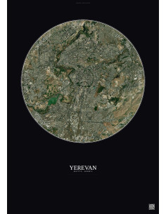 Affiche Yerevan – Poster vue satellite 6km Couleur | Gravura – Fond foncé
