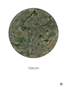 Affiche Yerevan – Poster vue satellite 6km Couleur | Gravura – Fond clair