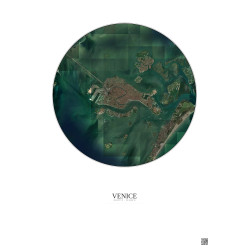Affiche Venice – Poster vue satellite 5km Couleur | Gravura – Fond clair