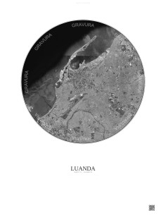 Luanda Satellite View Poster 10km B&W | Gravura – Light background