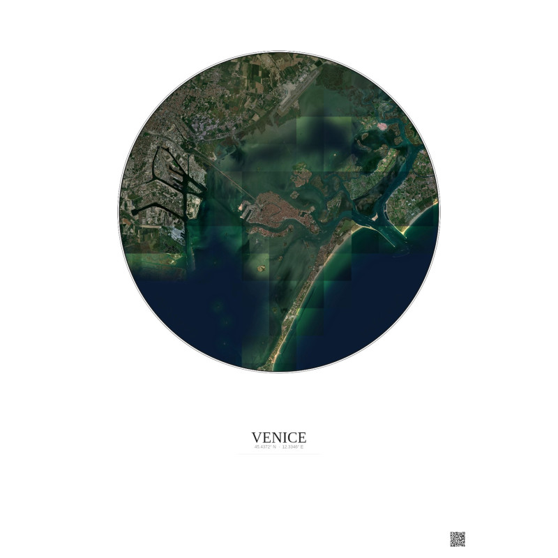 Affiche Venice – Poster vue satellite 10km Couleur | Gravura – Fond clair