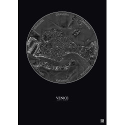 Affiche Venice – Poster vue satellite 2.5km N&B | Gravura – Fond foncé