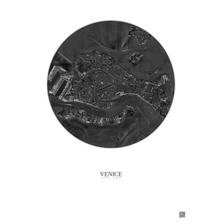 Venice Satellite View Poster 2.5km B&W | Gravura – Light background