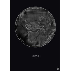 Affiche Venice – Poster vue satellite 5km N&B | Gravura – Fond foncé
